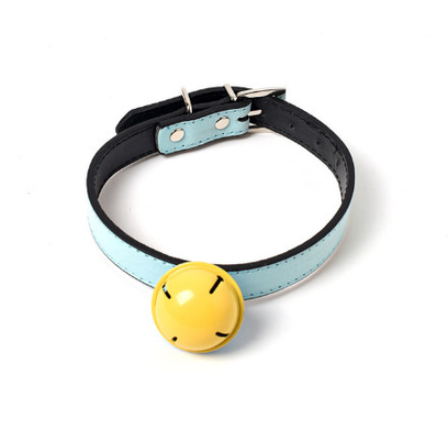 Soft Adjustable Leather Cat Collar With Bell Metal Buckle