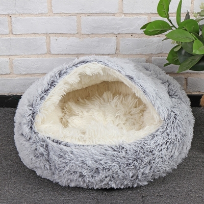Semi Enclosed Thickened Clamshell Dog Bed Winter Warm Pet Plush Nest